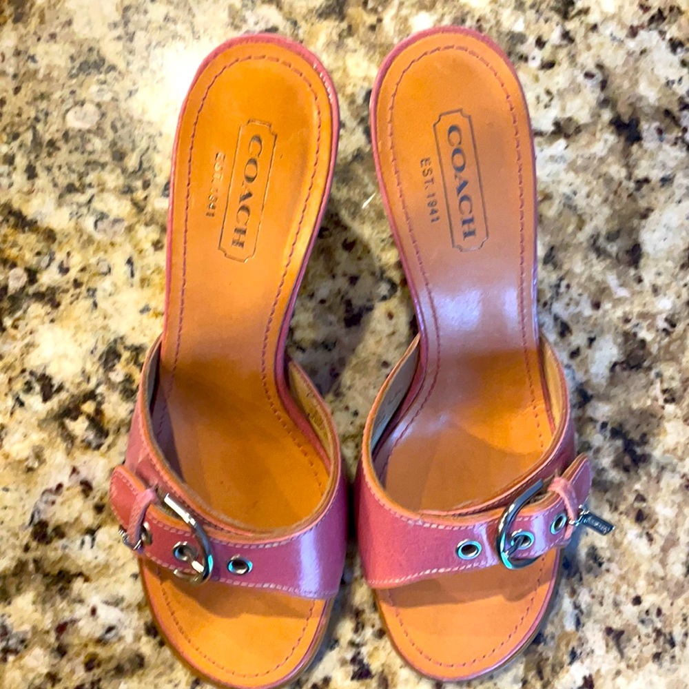 Coach pink leather sandals